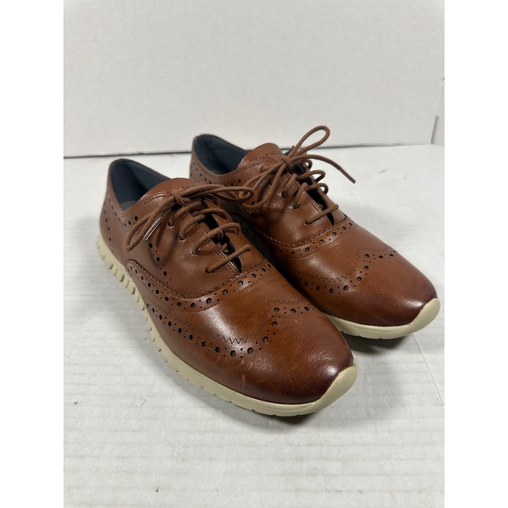 Cole Haan Zerogrand Wingtip Oxford British Tan Leather Shoes W14476 Womens 10B